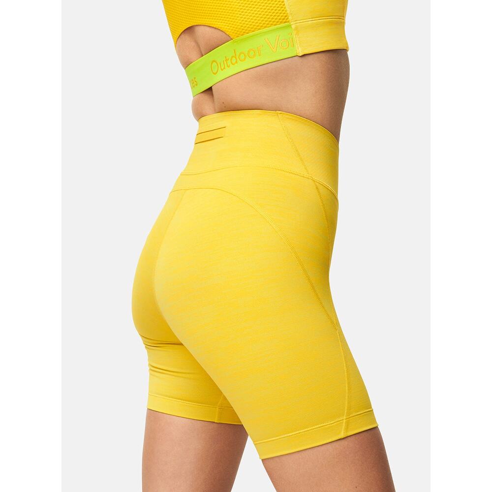 Outdoor Voices Shorts Core Tech Sweat 7" Yellow Small Biker Compression HR Gym - Picture 1 of 6